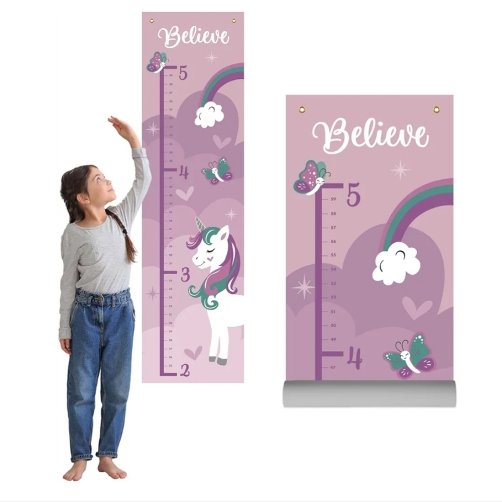 Unicorn Growth Chart with Rainbow and Butterflies